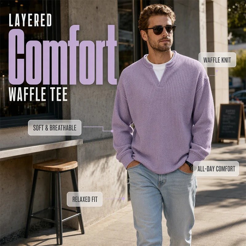 Lavender men's waffle tee comfort and relaxed fit poster