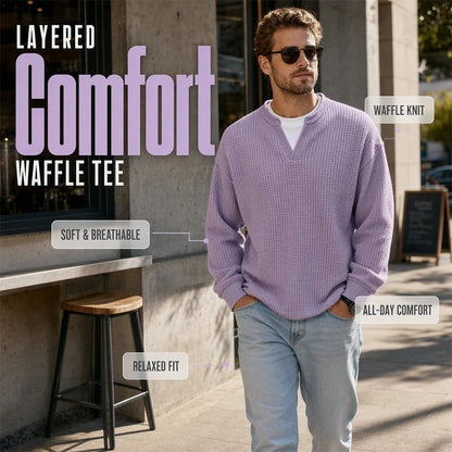Lavender men's waffle tee comfort and relaxed fit poster