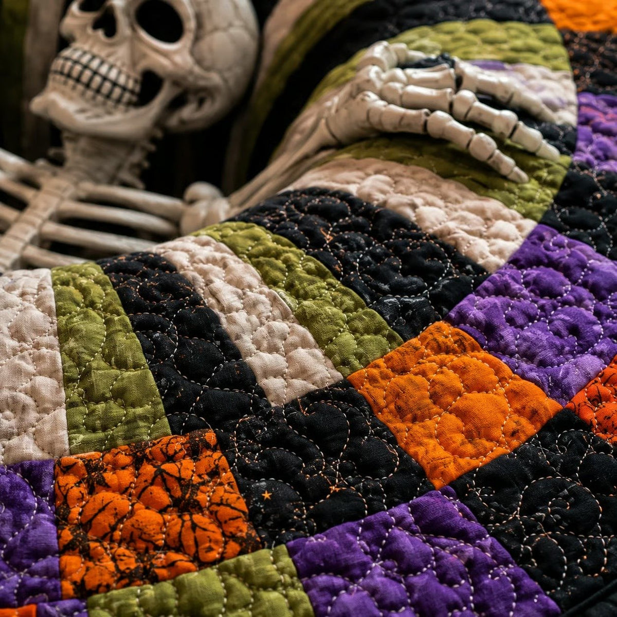 Close-up of the raised 3D relief and shadowed depth on the Halloween illusion rug
