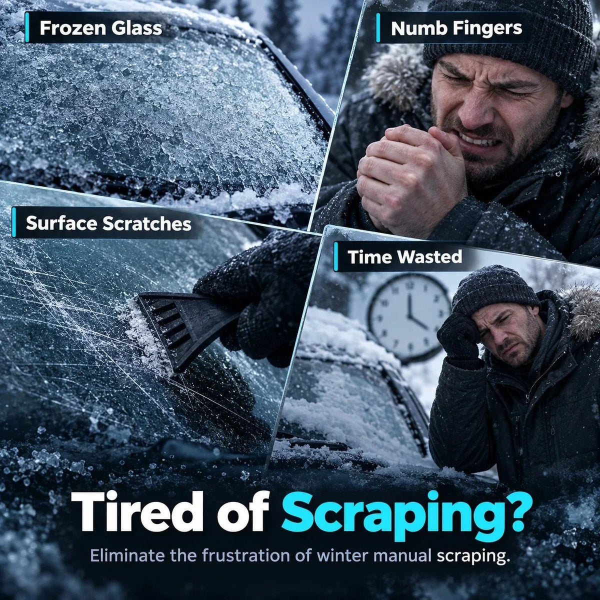 Dashboard antifreeze device winter scraping illustration