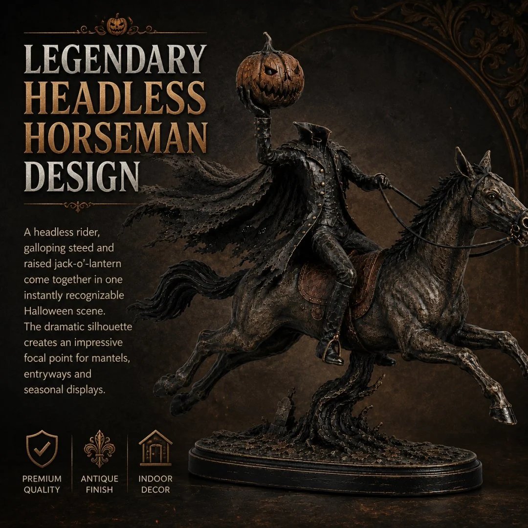 Legendary Headless Horseman design premium quality Halloween statue