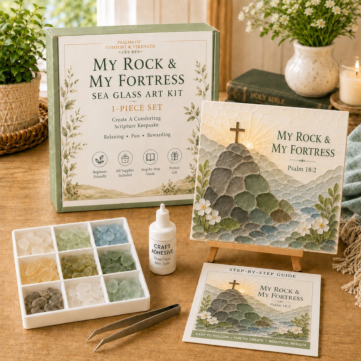 My Rock And My Fortress Psalm 18:2 sea glass art kit