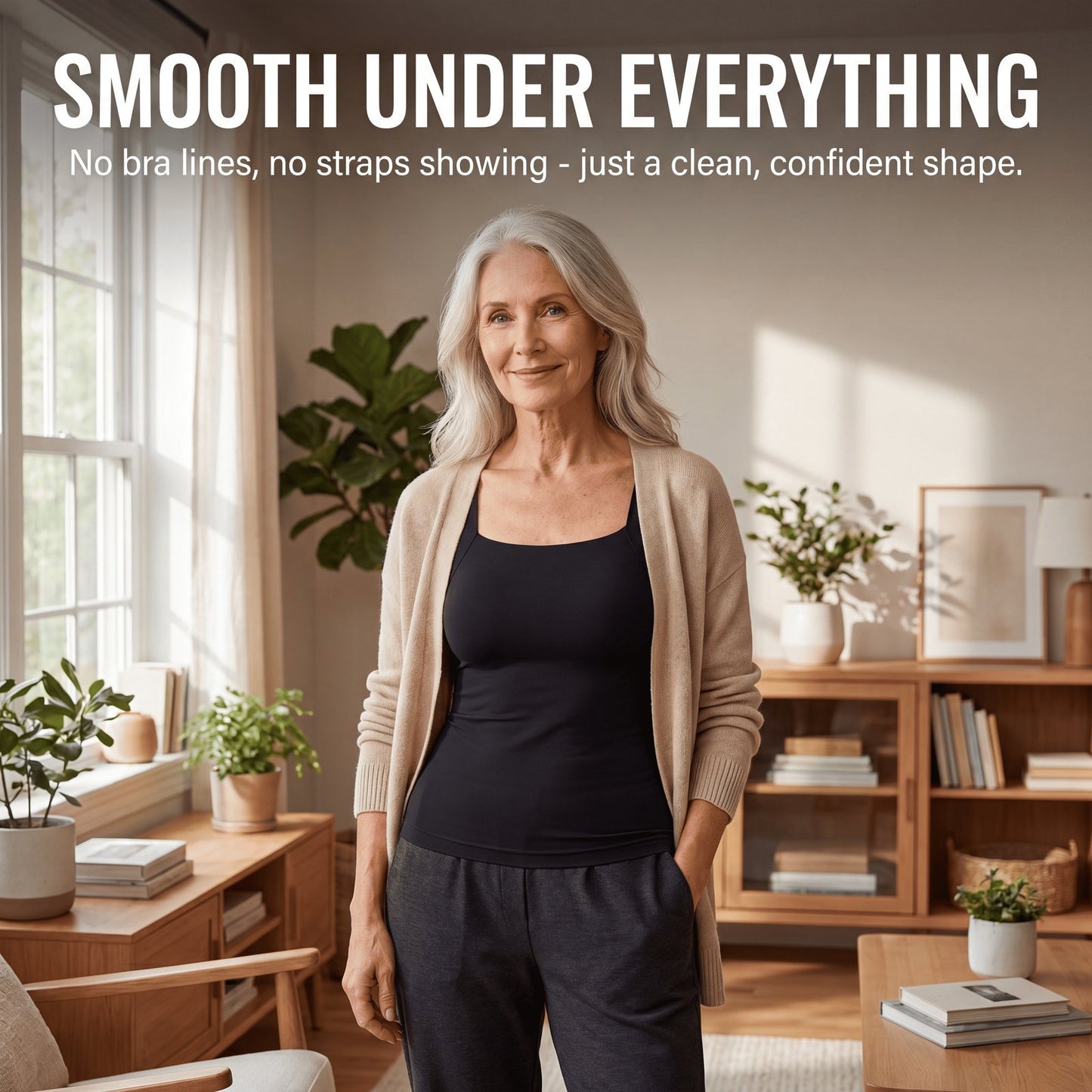 Woman wearing sculpt tank smooth under everything