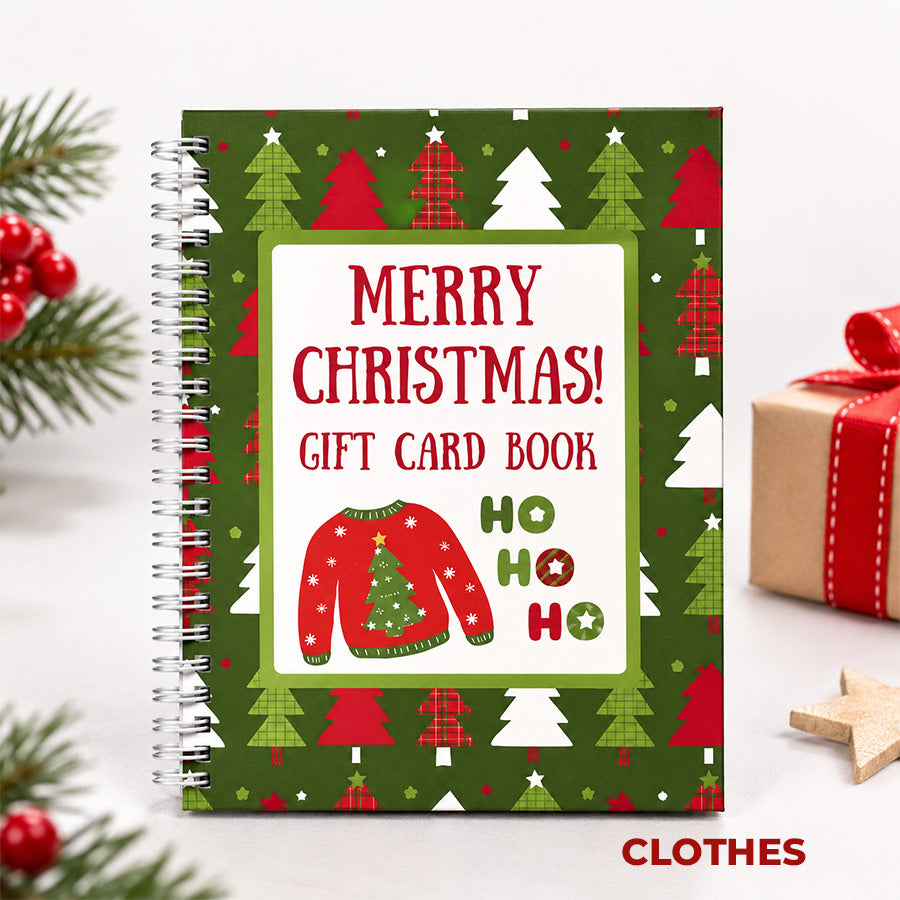 Christmas Gift Card Book with Clothes sweater cover