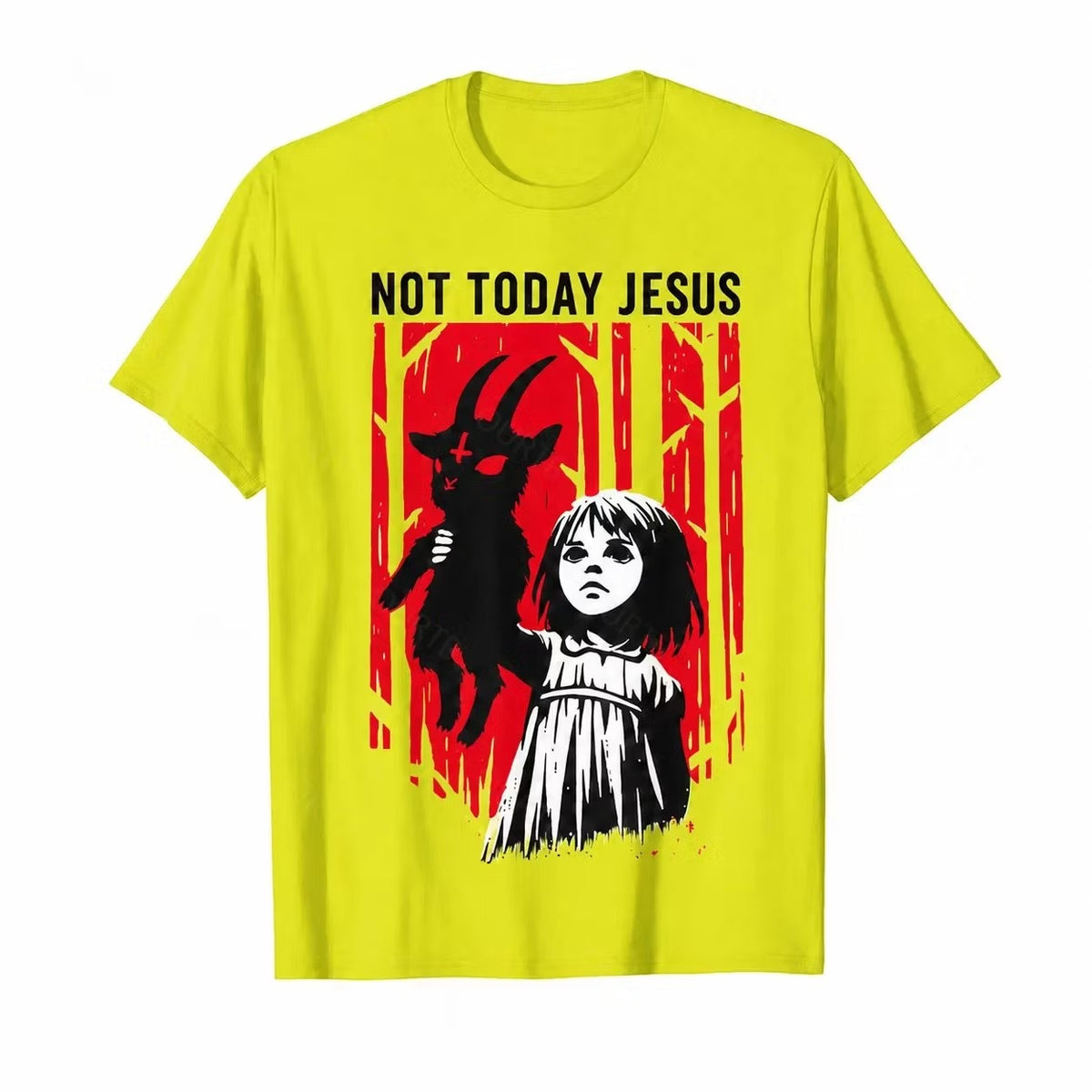 Not Today Jesus Gothic Goat Graphic T-Shirt