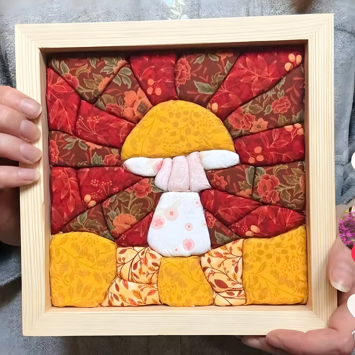 Mushroom no-sew fabric art panel handheld display