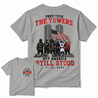 Sports Gray 9/11 memorial patriotic first responder t-shirt
