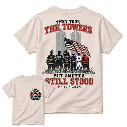 Apricot 9/11 memorial patriotic first responder t-shirt