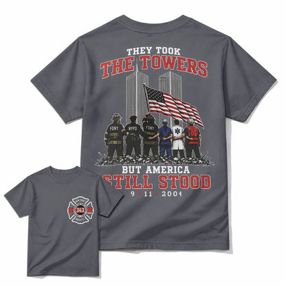 Charcoal 9/11 memorial patriotic first responder t-shirt