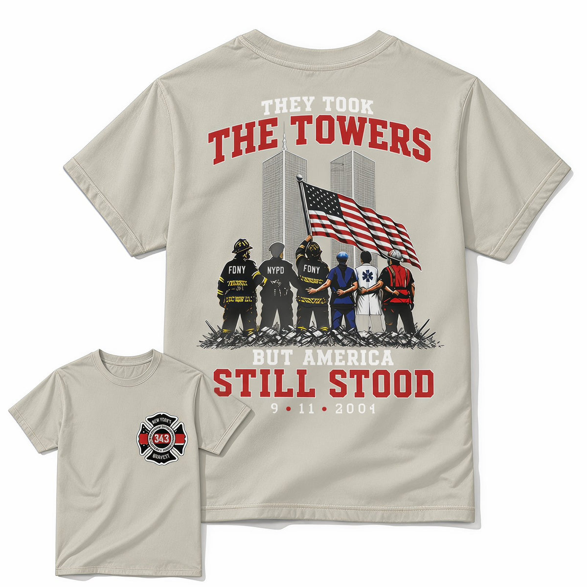Seagull Gray 9/11 memorial patriotic first responder t-shirt