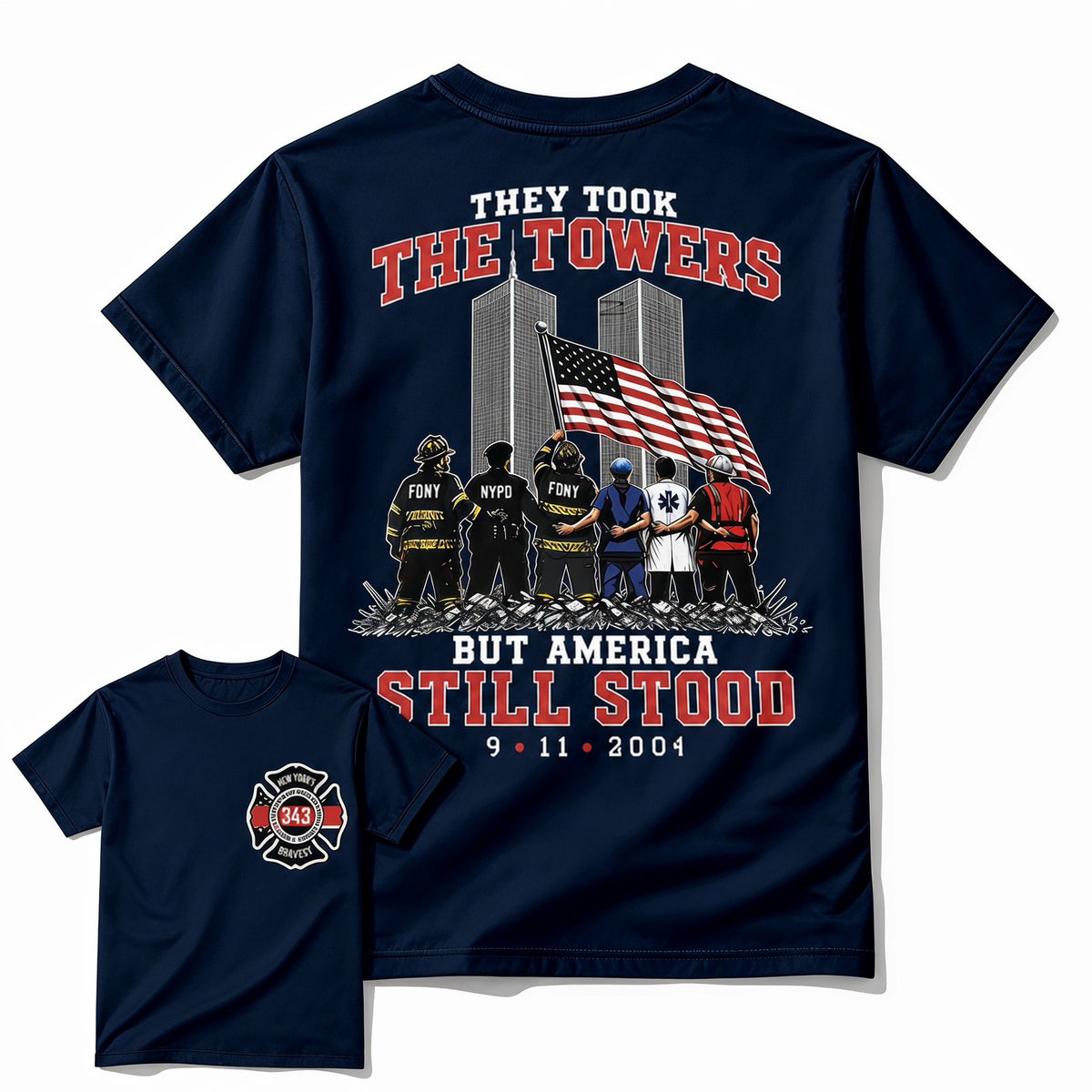 Navy 9/11 memorial patriotic first responder t-shirt