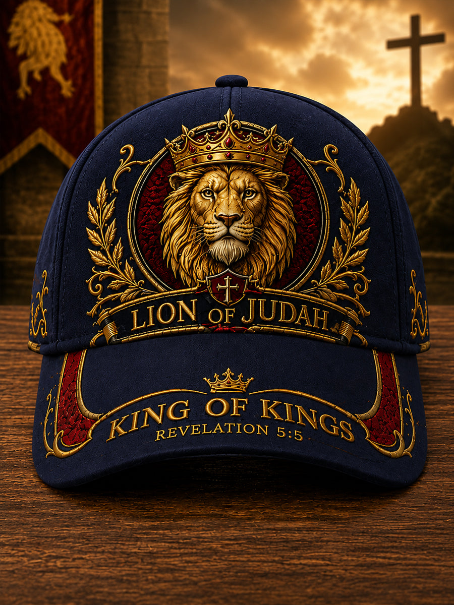 Navy Blue Lion of Judah Revelation 5:5 print hat