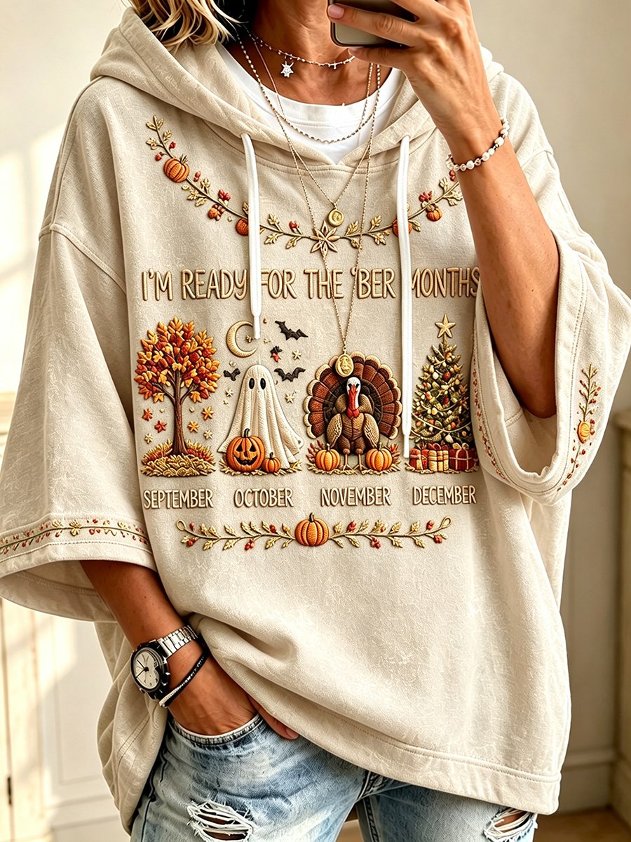 I'm Ready For The 'Ber Months Vintage Cozy Fall Hoodie