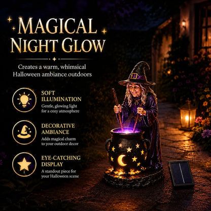 Magical night glow — flickering amber witch cauldron light