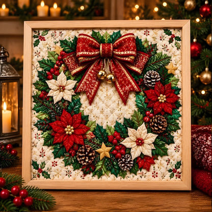 No-sew fabric art DIY kit with Christmas Wreath design