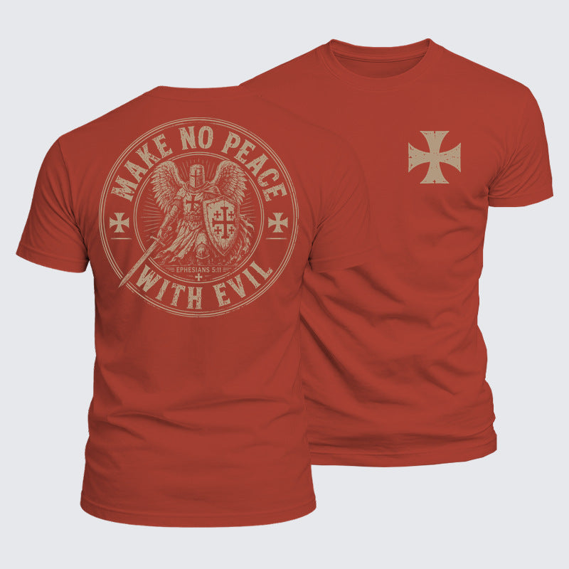 Make No Peace With Evil brick red Christian Templar T-shirt