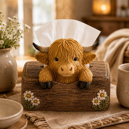 Cute Highland Cow rectangular tissue box cover