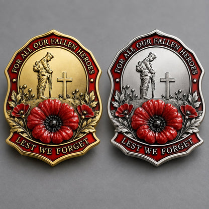 Red Poppy Remembrance Brooch – Lest We Forget