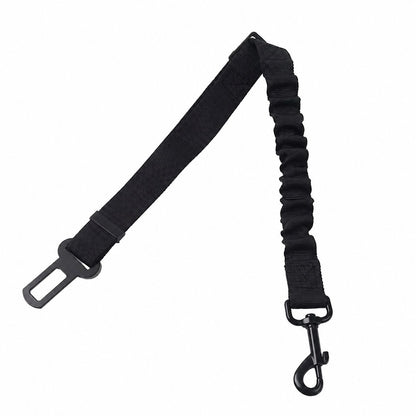 Black adjustable dog car seat belt with locking swivel clip
