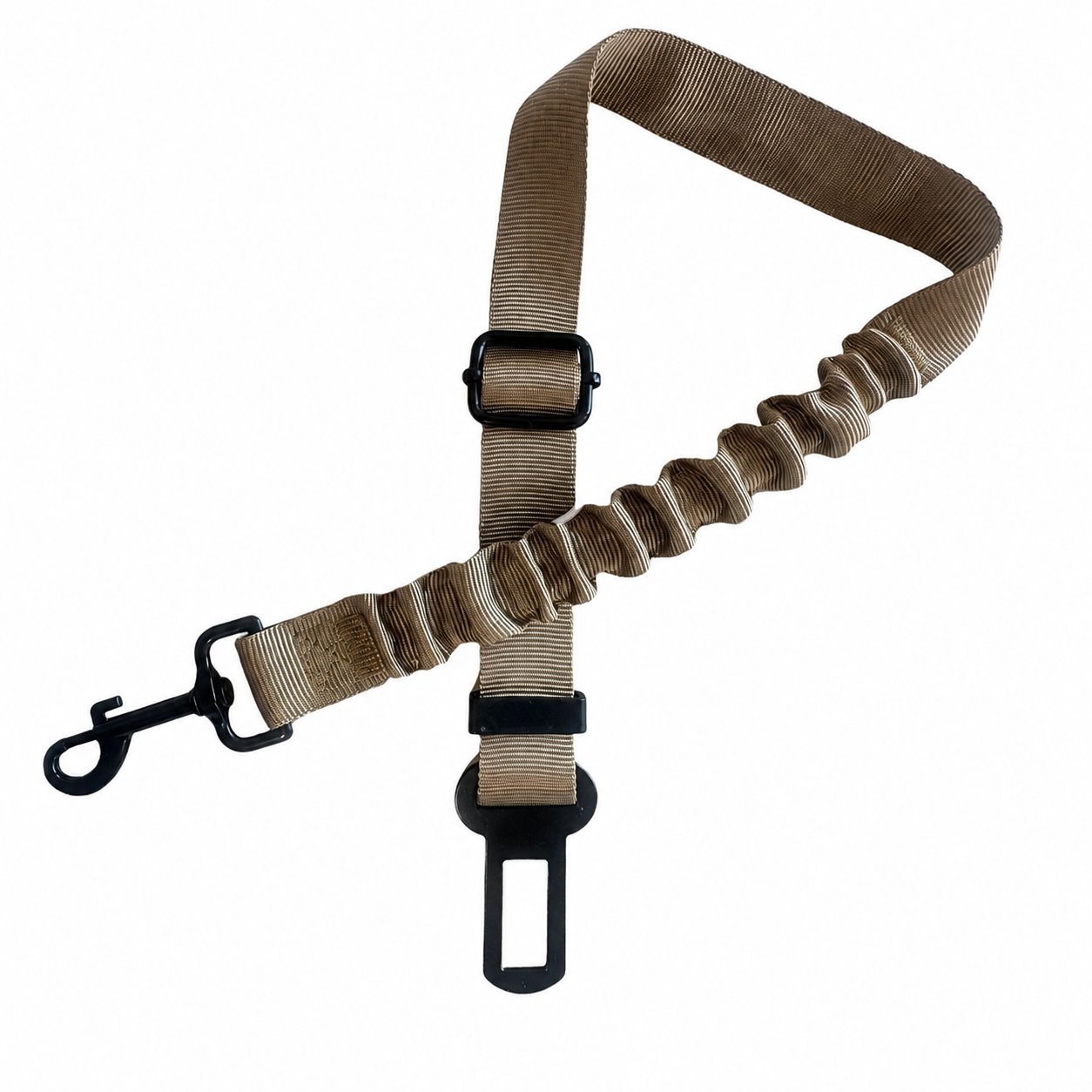 Khaki dog car restraint belt with 360 swivel hardware