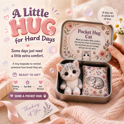 A Little Hug for Hard Days – Pocket Hug plush keepsake tin emotional poster