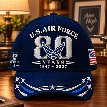 Blue Air Force 80th Anniversary heritage cap with 1947-2027 embroidery