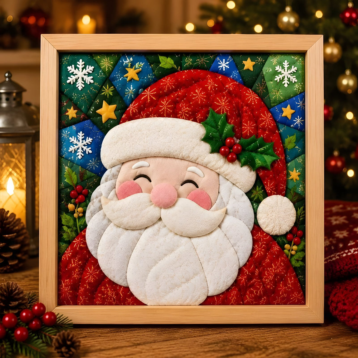No-sew fabric art DIY kit with Santa design