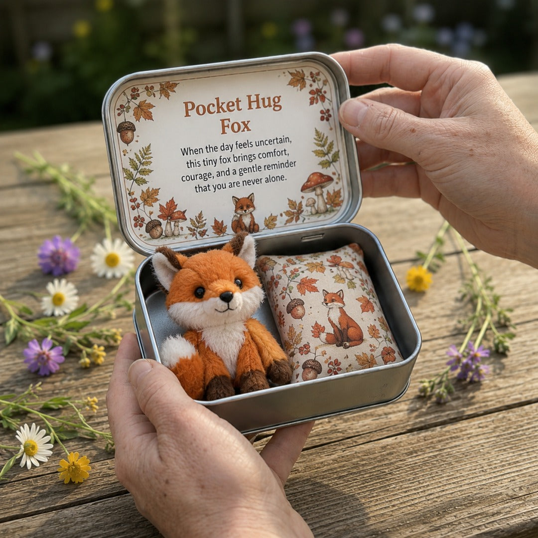 Pocket Hug Plush Keepsake Tin – Fox mini plush comfort gift