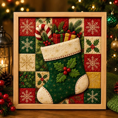 No-sew fabric art DIY kit with Christmas Stockings design