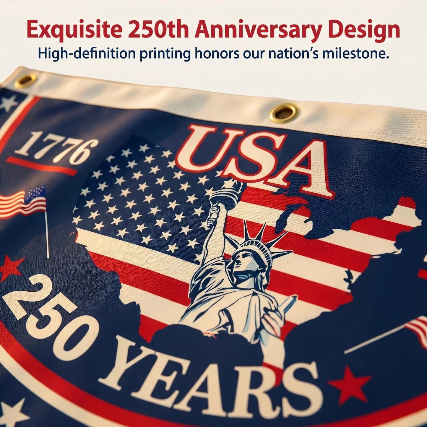 USA 250th Anniversary Half-Round Patriotic Flag