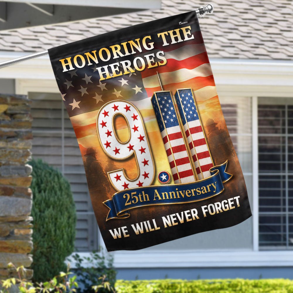 911 Patriot Day flag SIDE 1 and SIDE 2 double-sided printing comparison
