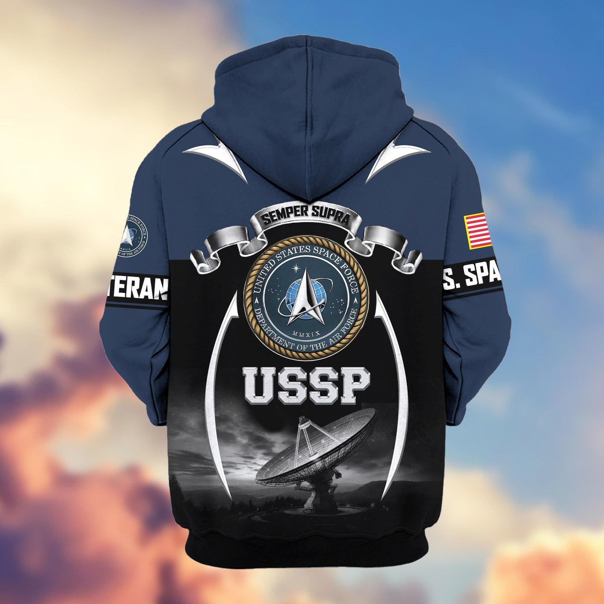 US Veteran Zip Up Hoodie with Military Pride Graphics