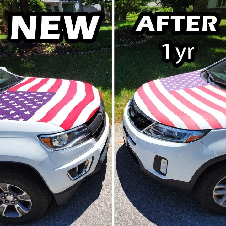 American flag hood cover new vs 1 year fade resistant