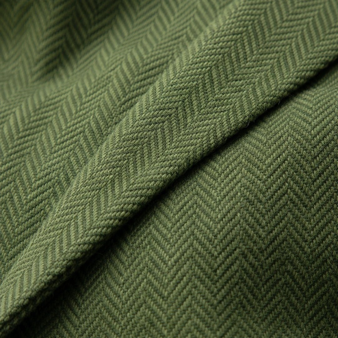 Men's Olive Green herringbone waistcoat fabric texture