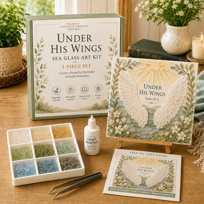 Under His Wings Psalm 91:4 sea glass art kit