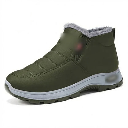 Green quilted waterproof fleece-lined ankle boots