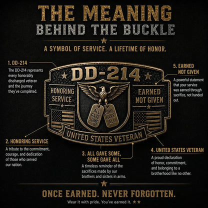 DD-214 Veteran Honor Belt Buckle meaning behind the design