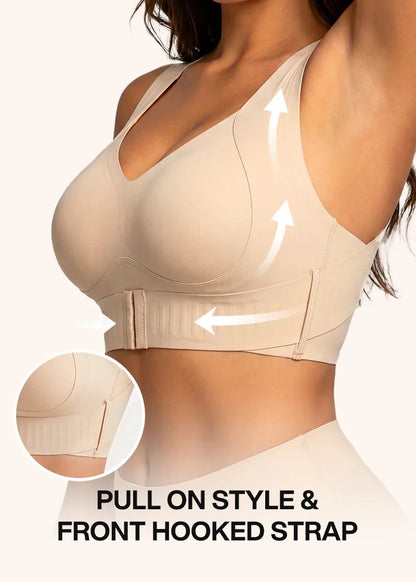 Wireless bra adjustable front hooked strap