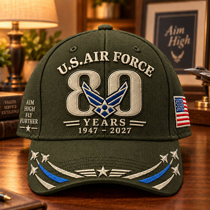Green Air Force 80th Anniversary heritage cap military inspired