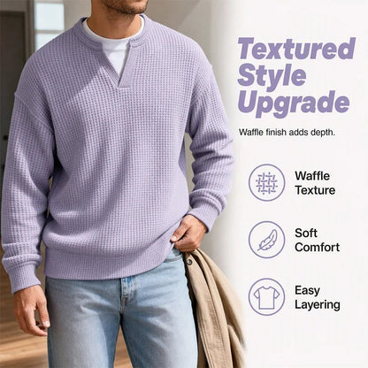 Men's waffle tee texture and layering styling poster
