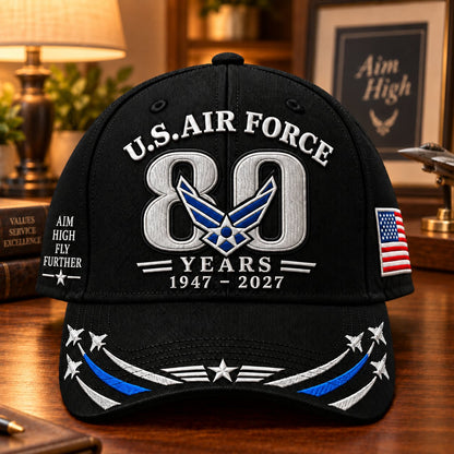 Black Air Force 80th Anniversary heritage cap with aviation details
