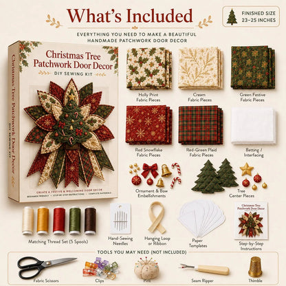What is included in the Christmas quilted door hanging DIY sewing kit