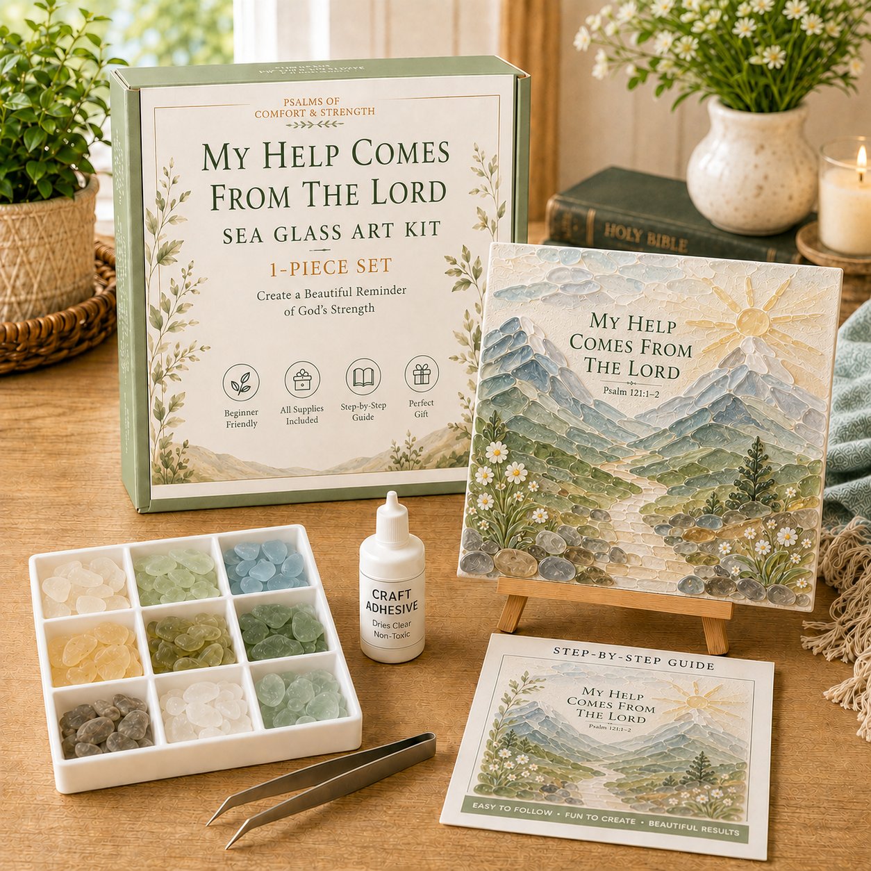 My Help Comes From The Lord Psalm 121 sea glass art kit