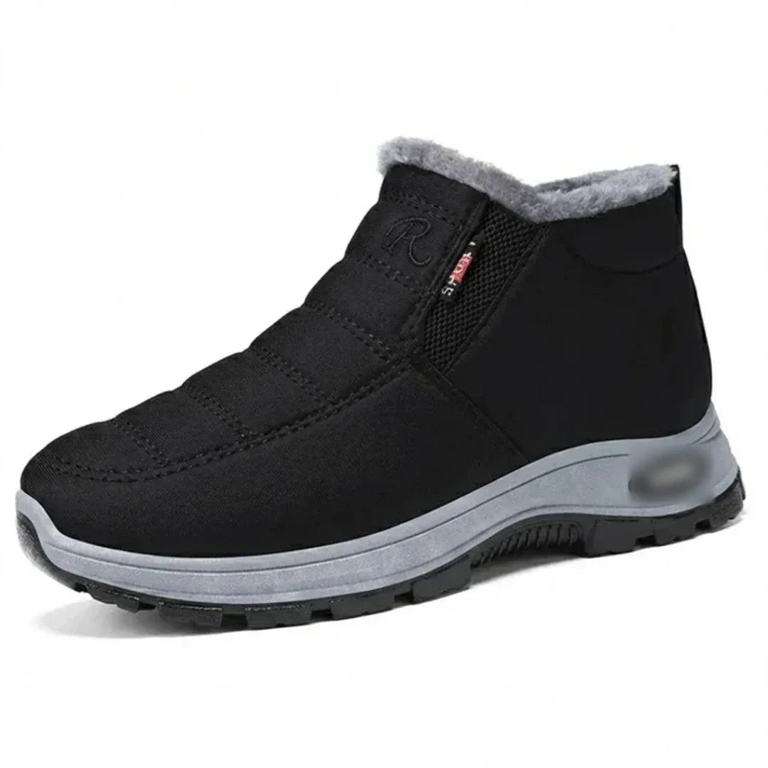 Black quilted waterproof fleece-lined ankle boots