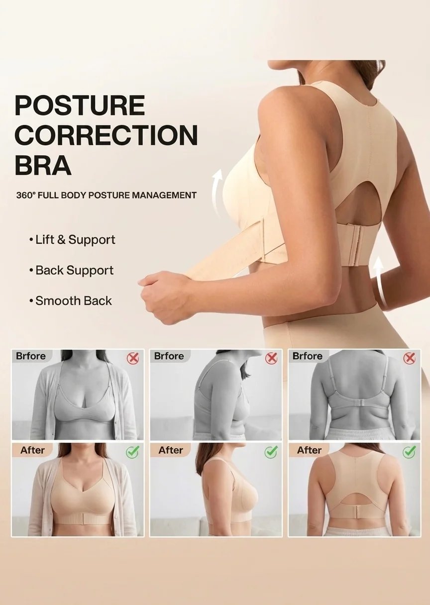 Wireless support bra back and torso support illustration