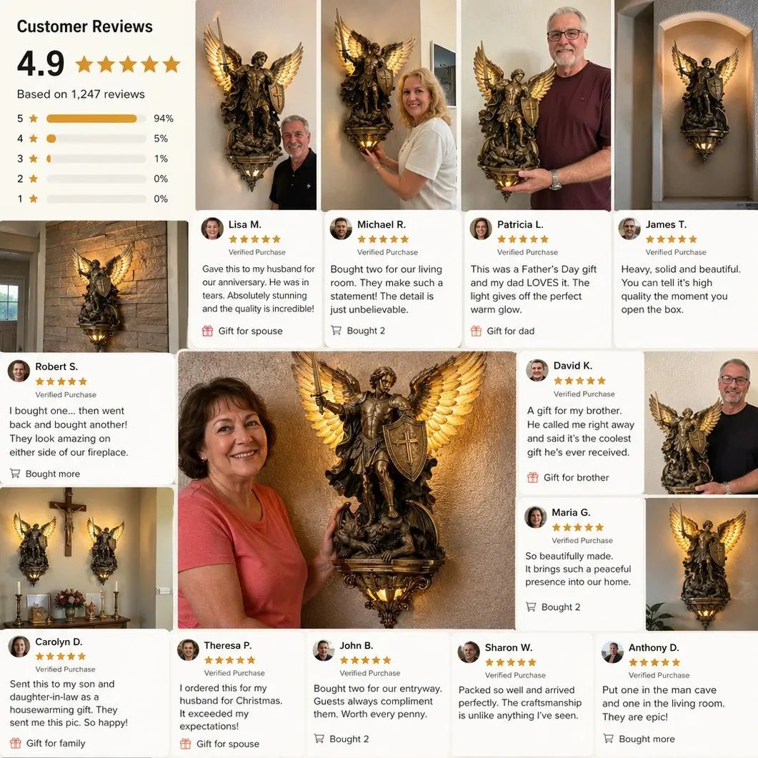 St. Michael wall light customer reviews with 4.9 star rating and real buyer photos