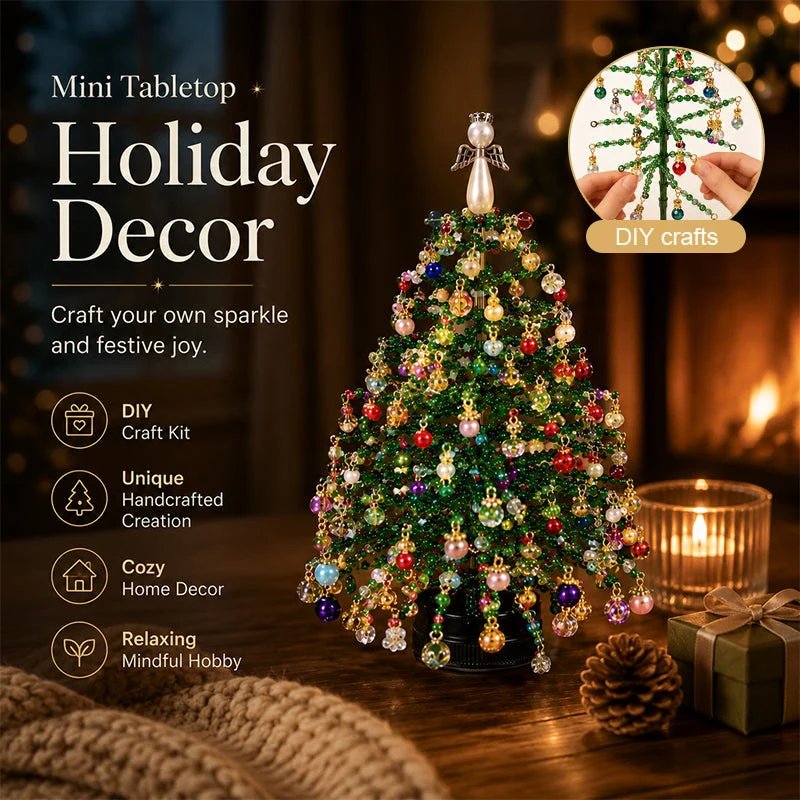 Mini Tabletop Holiday Decor beaded Christmas tree poster with key benefits