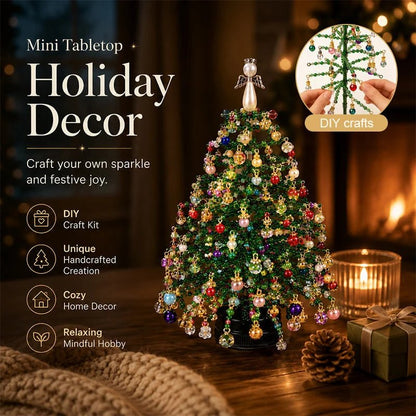 Mini Tabletop Holiday Decor beaded Christmas tree poster with key benefits