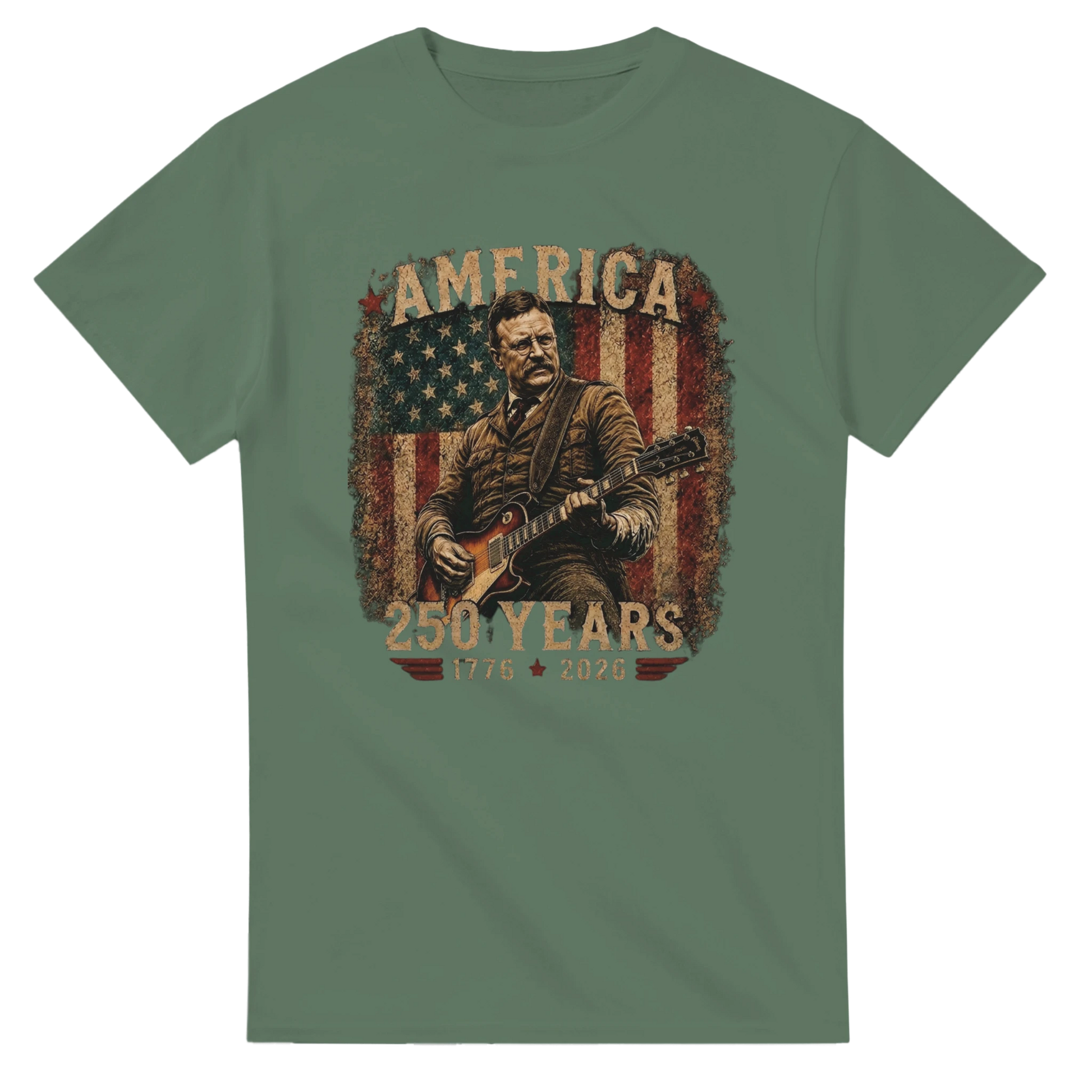 Teddy Roosevelt America 250 t-shirt military green