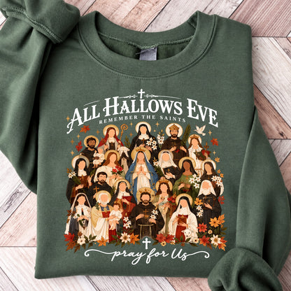 Remember the Saints Gothic All Hallows Eve Sweatshirt - Forest Green